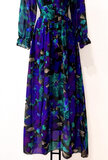 Maxi robe longue bleu-vert mix a motif fleurs_