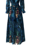 Maxi robe longue bleue sarcelle mix a motif _