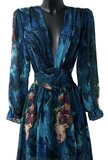 Maxi robe longue bleue sarcelle mix a motif _