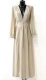 Stijlvolle beige maxi jurk_