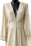 Stijlvolle beige maxi jurk_