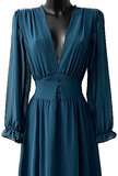 Stijlvolle teal blauwe maxi jurk_