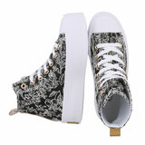 Zwart witte hoge textiel sneaker Marlyse_