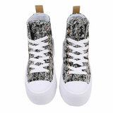 Zwart witte hoge textiel sneaker Marlyse_