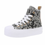 Zwart witte hoge textiel sneaker Marlyse_