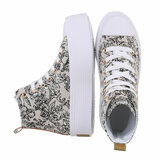 Beige zwarte hoge textiel sneaker Marlyse_