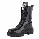 Zwarte halfhoge lak boot Alma_