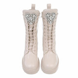 Beige halfhoge lak boot Alma_