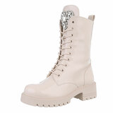 Beige halfhoge lak boot Alma_