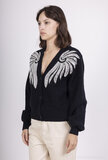 Fashion zwarte cardigan met vleugels_