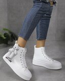 Witte hoge textiel sneaker Katia_