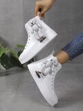 Witte hoge textiel sneaker Katia_