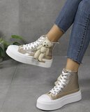 Gouden hoge textiel sneaker Katia_