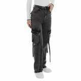 Trendy grijze cargo broek in denim_