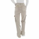 Trendy beige cargo broek in denim_