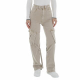 Pantalon cargo beige tendance en denim_