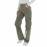 Trendy kaki groene cargo broek in denim_