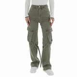 Pantalon cargo vert kaki tendance en denim_