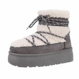 Grijs-beige gemoltoneerde winterboot Many_