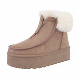 Kaki bruine daimen winterboot Fenna_