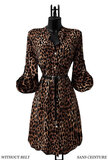 Stijlvolle bruine leopardprinted hemdjurk_