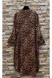 Stijlvolle bruine leopardprinted hemdjurk_