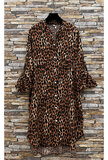 Stijlvolle bruine leopardprinted hemdjurk_