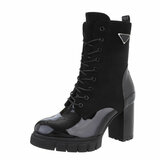 Zwart daimen-lak high heel enkellaarsje Annika_