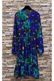 Stylishe midi blauwe mixed jurk_