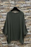 Chique kaki groene blouse in satijn_