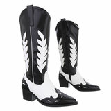 Bottes de cow-boy noires-blanches-Besna_