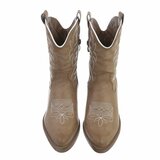 Kaki bruine biker-western boot Selinde._