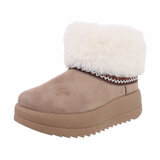 Kaki bruine korte daimen winterboot Phina_