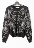 Magnifique pull-over tricoté blanc-noir_