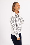 Magnifique pull-over tricoté blanc-noir_