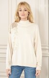 Magnifique pull-over beige surdimensionné en maille_