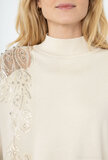 Magnifique pull-over beige surdimensionné en maille_