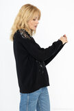 Magnifique pull-over noir surdimensionné en maille_