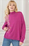 Magnifique pull-over fuchsia surdimensionné en maille_