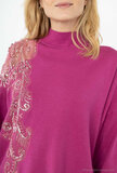 Magnifique pull-over fuchsia surdimensionné en maille_