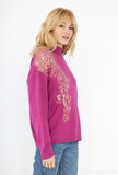 Magnifique pull-over fuchsia surdimensionné en maille_