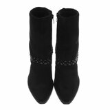 Zwarte daimen biker/western boot Wanita_