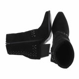 Zwarte daimen biker/western boot Wanita_