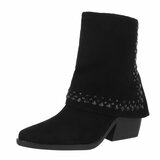 Zwarte daimen biker/western boot Wanita_