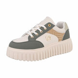 Groen-beige lage sneaker Ashani_