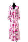 Sierlijke fuchsia-rose mixed maxi wikkeljurk met bloemen motief_