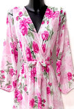 Sierlijke fuchsia-rose mixed maxi wikkeljurk met bloemen motief_