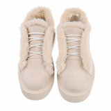 Beige lage daimen winter sneaker Reya_