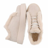 Beige lage daimen winter sneaker Reya_