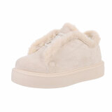 Beige lage daimen winter sneaker Reya_